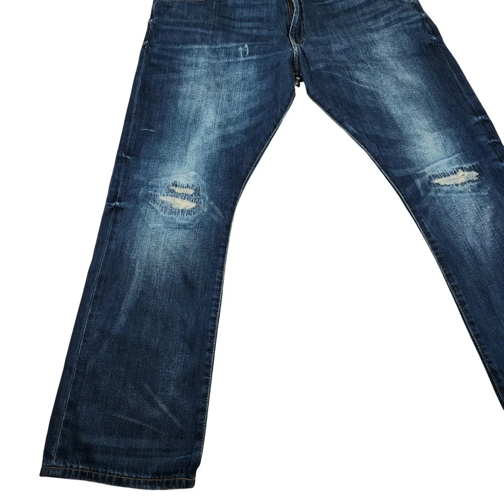 Polo Ralph Lauren Varick Slim Straight Jeans Dark Wash Distressed Mens 34x30 New